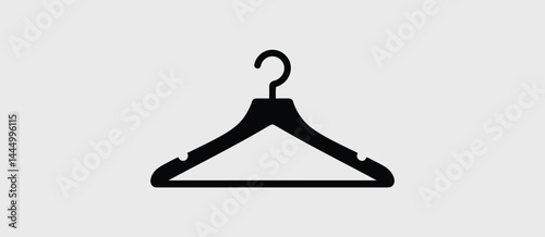 Simple Black Clothes Hanger Icon on White Background
