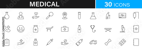 Medical icon icon pack | Detailed Outline | Editable Stoke 60 icon | Victor illustrator.