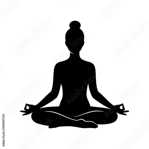 silhouette of a woman meditating