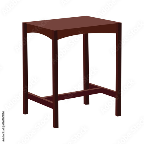 Minimalist wooden bar table with sleek design on white background