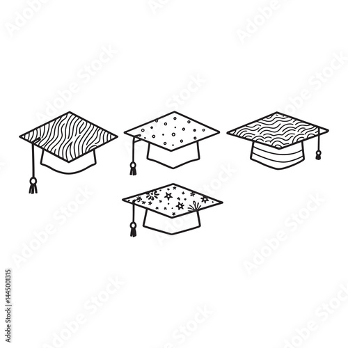 Minimalist Graduation Cap and Diploma Vector Illustration