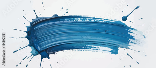Abstract Blue Paint Stroke with Splatter Background