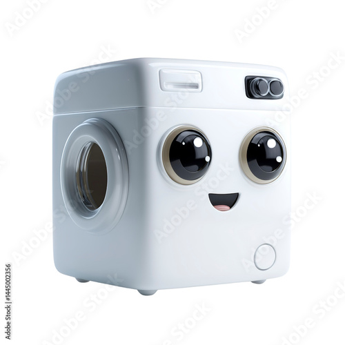 Happy Little Washing Machine Adorable 3D Render of a Cute Appliance