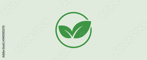 Simple Green Leaves Logo in Circle for Eco Brand