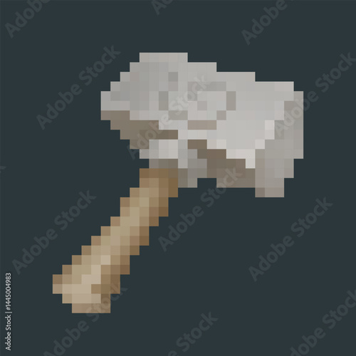 iron hammer in pixel art style with isolated background