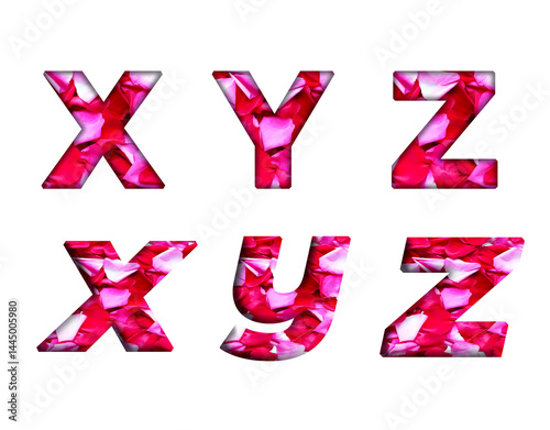 Pink Rose Petal Petals flower icon X, Y, Z  word alphabet letter text english font  