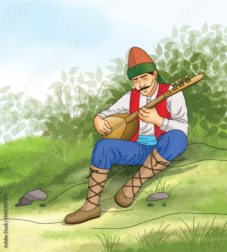 Karacaoğlan, a Turkish folk poet. One of the most important poets produced by minstrel literature.