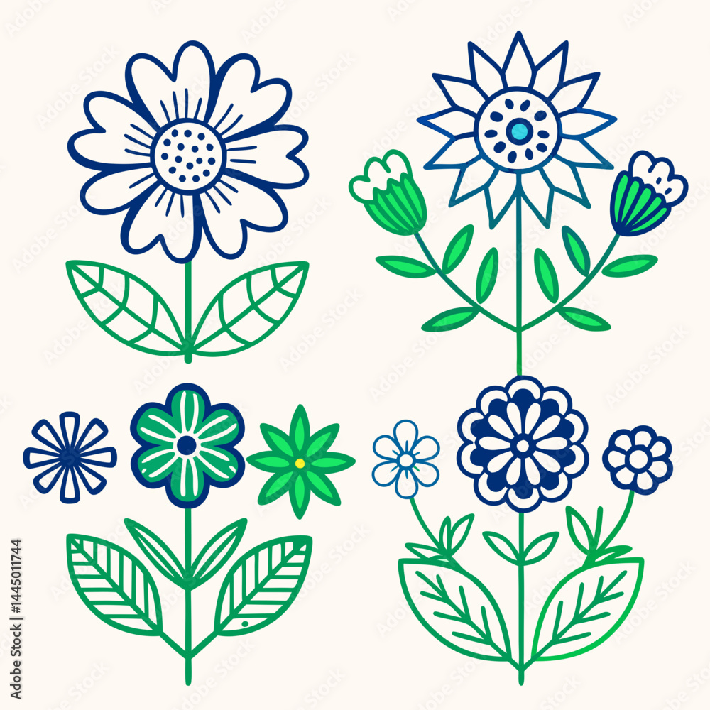 Obraz premium premium vector elegant watercolor folower