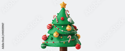 Decorated 3D Rendered Christmas Tree Festive Holiday Season