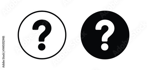 Question Mark Icon in Circle Black and White Variations