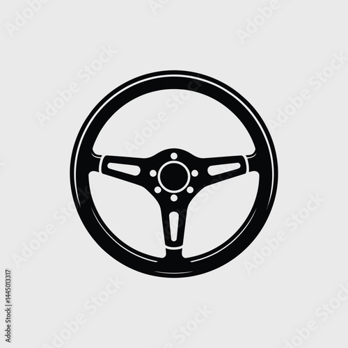 Classic Black Sports Car Steering Wheel Icon