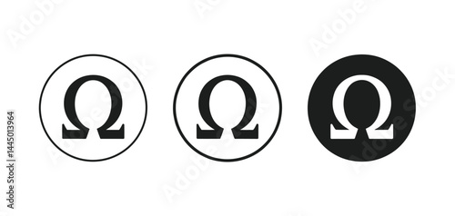 Omega Symbol Variations Black White Circle Icons