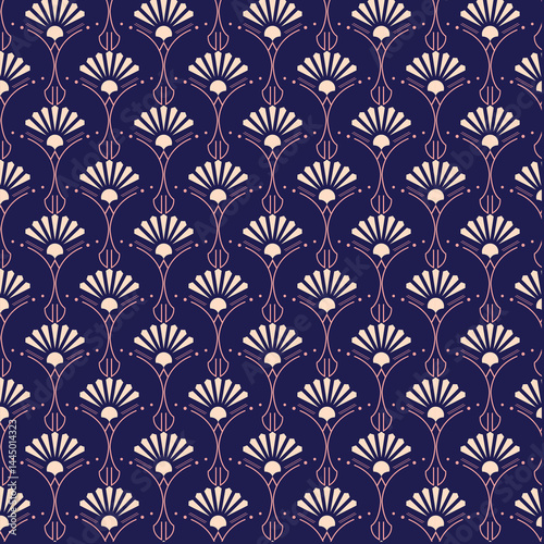 Seamless art deco sunburst and geometric pattern