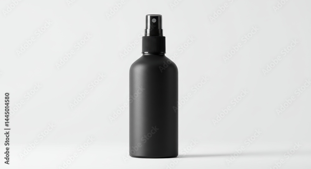 Black Spray Bottle Mockup on White Background Black Spray Bottle Mockup on White Background