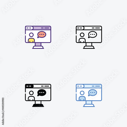 News Reporter  icons set in different style vector stock illustration