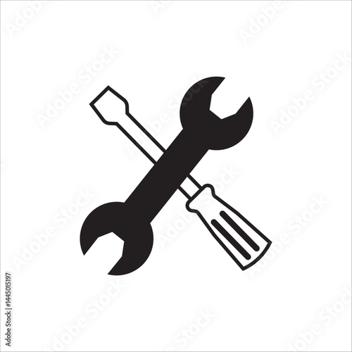 wrench and screwdriver icon in line and flat style