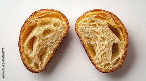 croissant cut in half Photography white back background