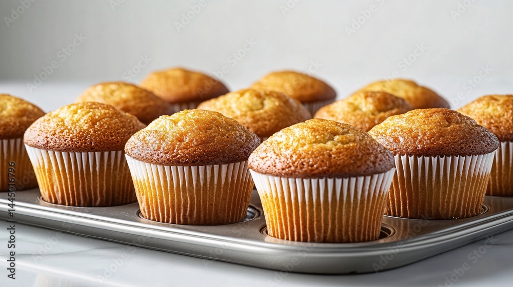 muffin arranged on a tray Photography white back background