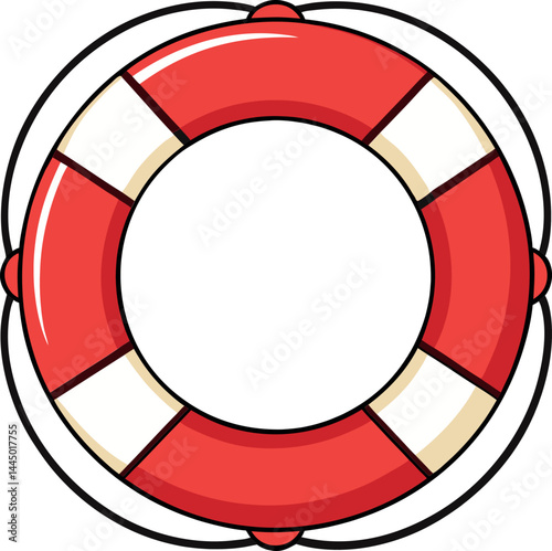 High-Quality Vector Illustration of a Lifebuoy Ring for Safety and Rescue – Essential Nautical Icon for Maritime Emergency Response, Water Rescue, and Digital Stock Designs