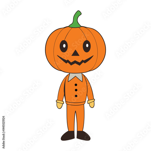 A spooky jack-o-lantern with a glowing face, carved from a bright orange pumpkin. Its mischievous grin and flickering light create a Halloween vibe. Perfect for the season!