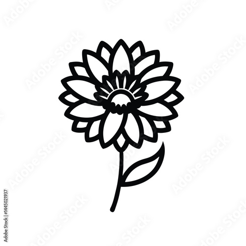 chrysanthemum flower outline icon on white background