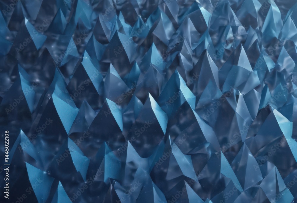 Naklejka premium Interlocking triangles depict stylized ocean waves; minimalist blue gradient , color, motion, surface