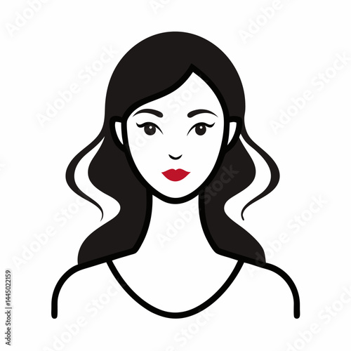 Beautiful woman face outline icon on white background