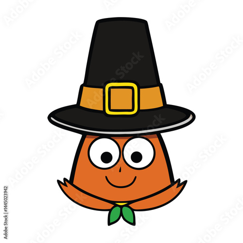 A classic Thanksgiving pilgrim hat with a black band, gold buckle, and a wide brim, symbolizing the historical attire worn by early settlers during the festive season.