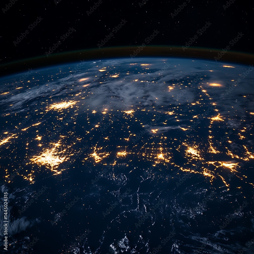 Obraz premium Earth's nighttime cityscape, illuminated from space