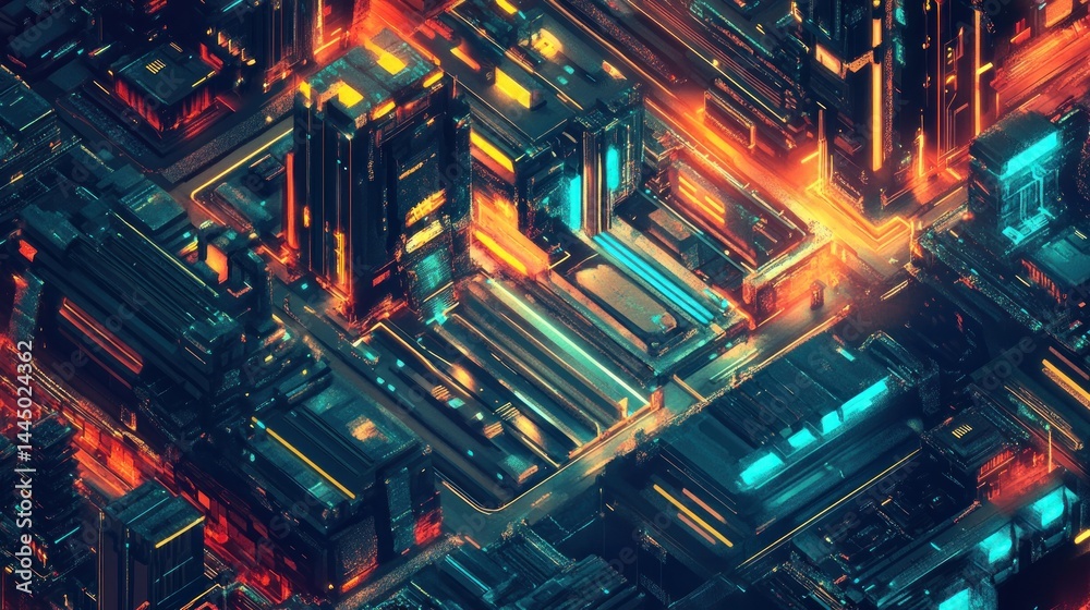 Fototapeta premium Futuristic cityscapes, intricate digital design.
