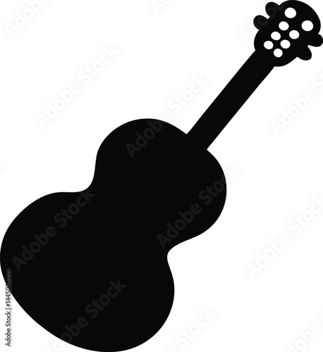 Acoustic guitar musical instrument flat vector icon