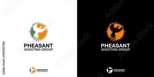 A minimalist logo featuring a pheasant and a crosshair cleverly illustrated in negative space, creating a unique and elegant visual that balances simplicity with sophistication.