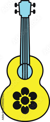 Acoustic guitar musical instrument flat vector icon