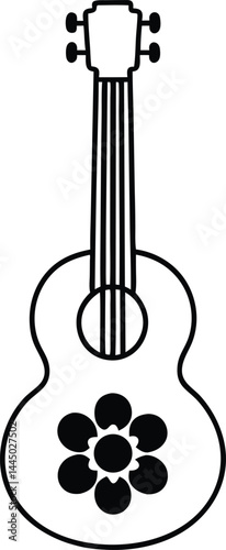 Acoustic guitar musical instrument flat vector icon