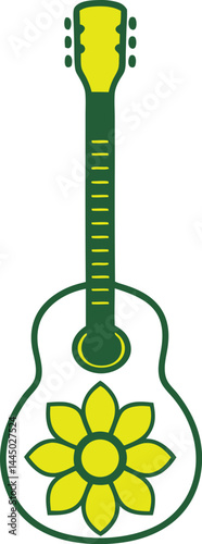 Acoustic guitar musical instrument flat vector icon