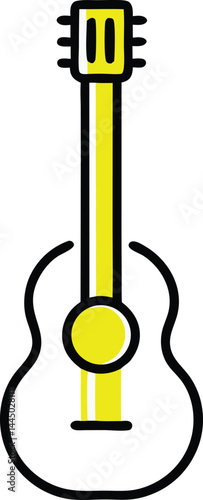 Acoustic guitar musical instrument flat vector icon