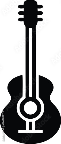 Acoustic guitar musical instrument flat vector icon