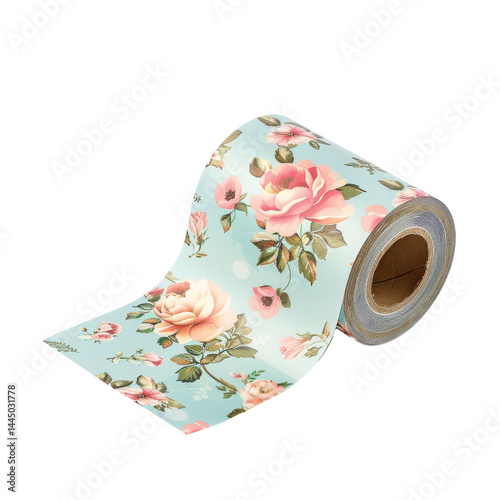 Floral Pattern Decorative Paper Roll Isolated