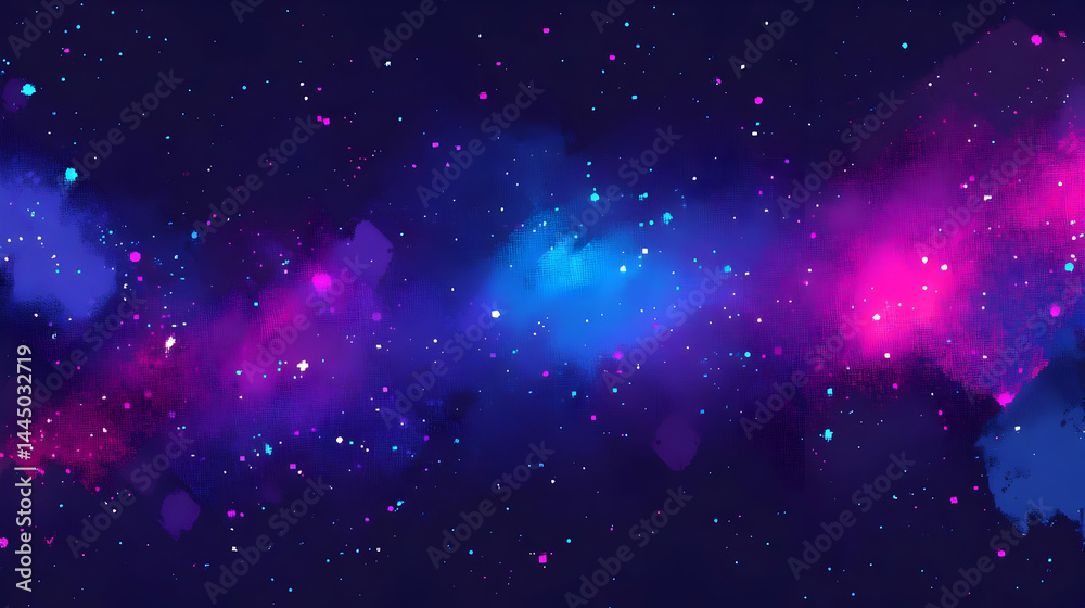 Obraz premium Abstract Nebula Galaxy Background with Stars and Cosmic Dust in Shades of Purple and Blue Creates a Dreamy Celestial Atmosphere