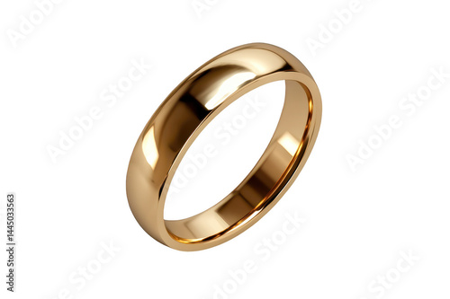 Shiny gold wedding ring on transparent background