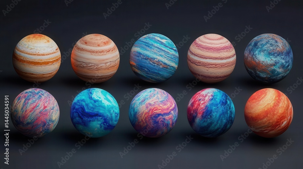 Fototapeta premium 3D illustration of Neptune - Solar system planets set. High quality digital space art in 5K - realistic visualization.
