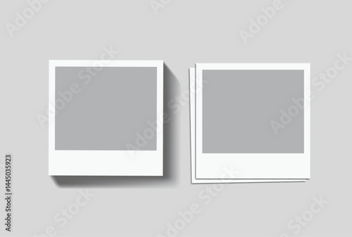 Vector Realistic Blank Polaroid Photo Frame Mockup. Template vintage retro style suitable for showcasing your album photo, collage, snapshot film, poster, portfolio, art, photography, trending designs