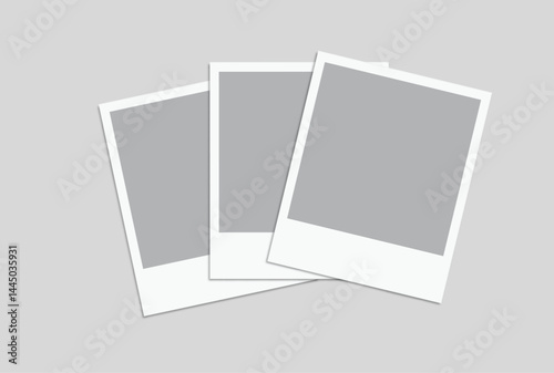 Vector Realistic Blank Polaroid Photo Frame Mockup. Template vintage retro style suitable for showcasing your album photo, collage, snapshot film, poster, portfolio, art, photography, trending designs