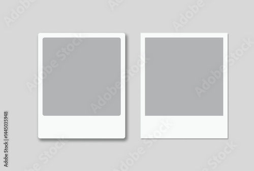 Vector Realistic Blank Polaroid Photo Frame Mockup. Template vintage retro style suitable for showcasing your album photo, collage, snapshot film, poster, portfolio, art, photography, trending designs