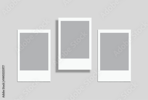 Vector Realistic Blank Polaroid Photo Frame Mockup. Template vintage retro style suitable for showcasing your album photo, collage, snapshot film, poster, portfolio, art, photography, trending designs