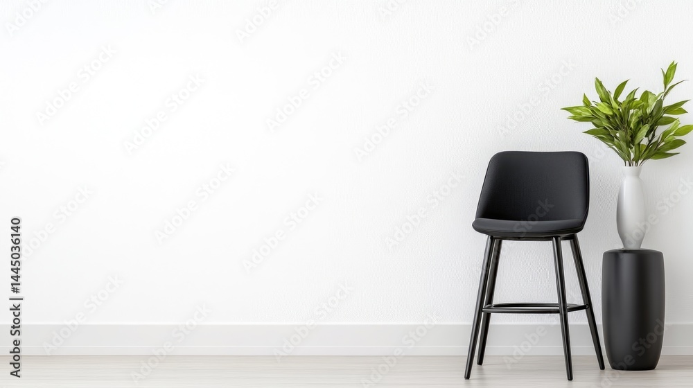 Fototapeta premium Minimalist Modern Barstool in a White Room