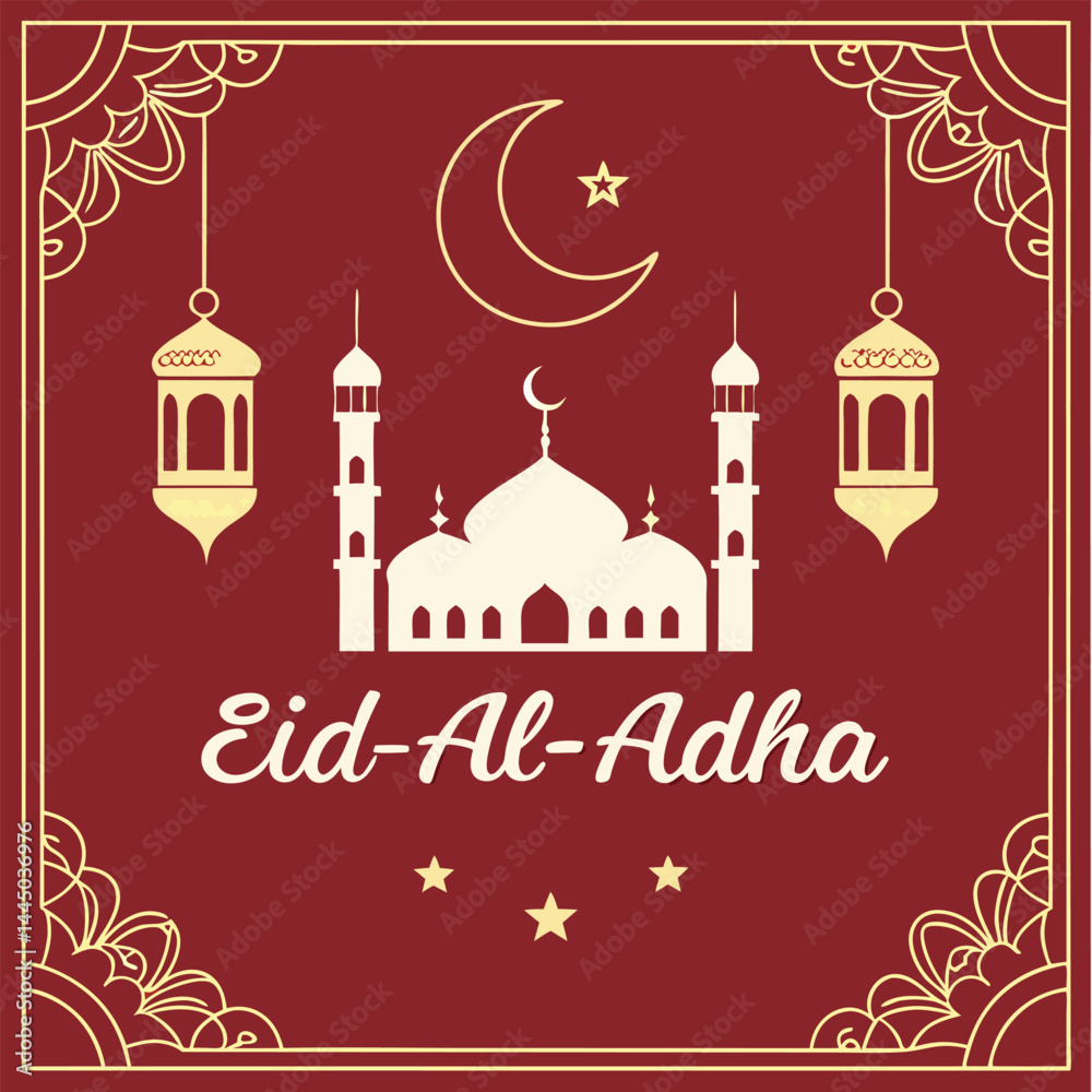 Naklejka premium Eid Al Adha Greetings Card Eid Mubarak Qurban Mubarak