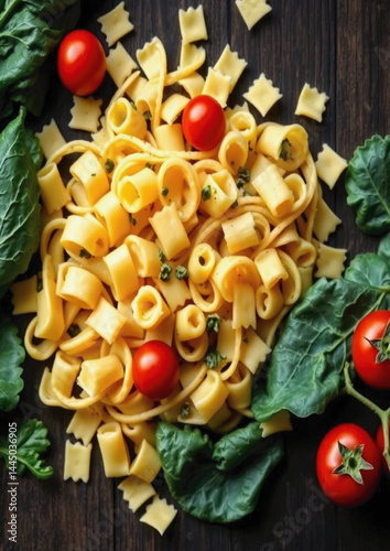 pasta, tomatoes, cherry tomatoes, kale, greens, leafy ealthy food, natural ingredients, 