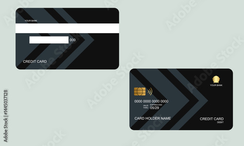 Set of Credit Cards Black Gray Color