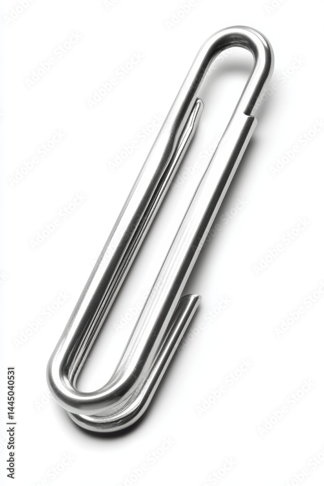 Fototapeta premium Minimalist angled shot of a stainless steel s hook capturing its sleek design against a white backdrop